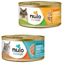 Nulo Freestyle Minced Salmon & Turkey In Gravy Grain-Free Canned Cat & Kitten Food & Nulo Freestyle Shredded Chicken & Duck In Gravy Grain-Free Canned Cat Food