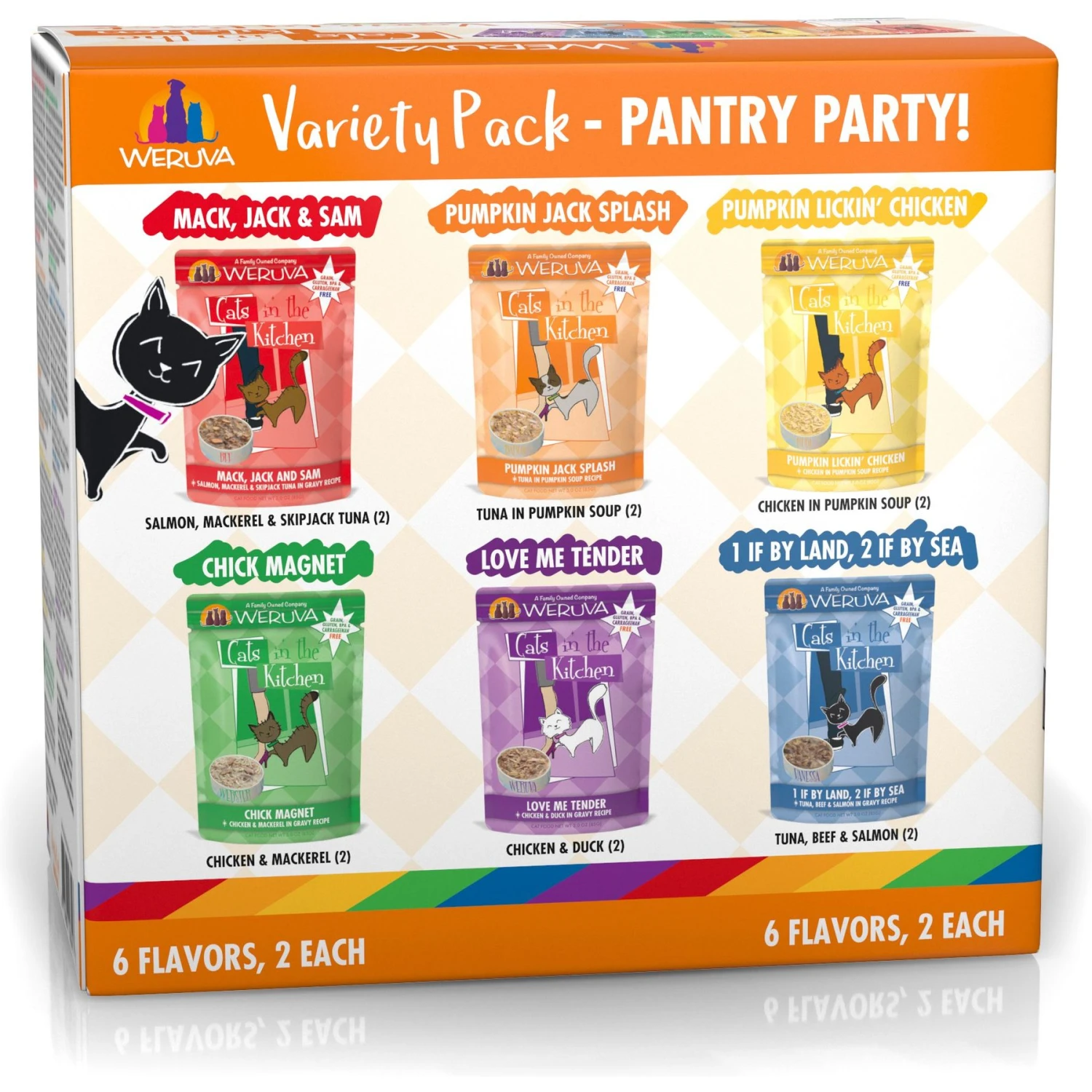 Weruva Cats In The Kitchen Pantry Party Variety Pack Grain-Free Cat Food, 3-oz Pouch, Case Of 12 & BFF Rainbow A Gogo Variety Pack Wet Cat Food Pouches, 3-oz, Case Of 12 3 Weruva Cats In The Kitchen Pantry Party Variety Pack Grain-Free Cat Food, 3-oz Pouch, Case Of 12 & BFF Rainbow A Gogo Variety Pack Wet Cat Food Pouches, 3-oz, Case Of 12 - Image 3