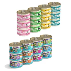 Weruva Cats In The Kitchen Cuties Variety Pack Grain-Free Canned Cat Food & BFF OMG Rainbow Road Variety Pack Grain-Free Canned Cat Food