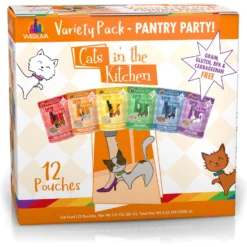 Weruva Cats In The Kitchen Pantry Party Variety Pack Grain-Free Cat Food, 3-oz Pouch, Case Of 12 & BFF OMG Potluck O' Pouches Variety Pack Grain-Free Cat Food Pouches -Furry Feast 611622 PT1. AC SS1800 V1661530640