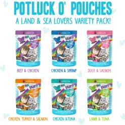 Weruva Cats In The Kitchen Pantry Party Variety Pack Grain-Free Cat Food, 3-oz Pouch, Case Of 12 & BFF OMG Potluck O' Pouches Variety Pack Grain-Free Cat Food Pouches -Furry Feast 611622 PT6. AC SS1800 V1661530200