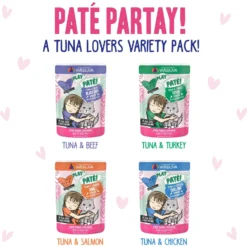Weruva Best Feline Friend Paté Lovers, Aw Yeah! Paté Jamboree! Variety Pack Grain-Free Wet Cat Food, 2.8-oz Pouch, Case Of 12 & BFF Play Pate Lovers Pate Partay Variety Pack Wet Cat Food, 3-oz Pouch, Pack Of 12 -Furry Feast 611846 PT6. AC SS1800 V1661548615