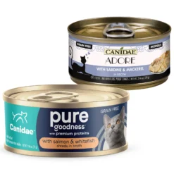CANIDAE Adore Grain-Free Salmon & Whitefish In Broth Canned Cat Food & CANIDAE Adore Grain-Free Sardine & Mackerel In Broth Canned Cat Food