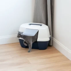 IRIS USA Hooded Corner Cat Litter Box With Front Door Flap -Furry Feast 645502 PT5. AC SS1800 V1685461333