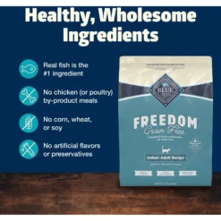Blue Buffalo Freedom Indoor Adult Fish Recipe Grain-Free Dry Cat Food -Furry Feast 64711 PT5. AC SS1800 V1649134696