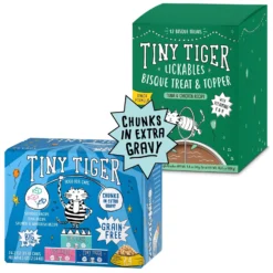 Tiny Tiger Chunks In EXTRA Gravy Seafood Recipes Variety Pack Grain-Free Canned Cat Food & Tiny Tiger Lickables, Senior Formula, Tuna & Chicken Recipe, Bisque Cat Treat & Topper