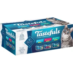 Blue Buffalo Tastefuls Salmon, Chicken, Ocean Fish & Tuna Entrées Variety Pack Pate Wet Cat Food, 3-oz Can, Case Of 12 & Blue Buffalo Tastefuls Tuna, Chicken, Fish & Shrimp Entrées Variety Pack Flaked Wet Cat Food -Furry Feast 662622 PT5. AC SS1800 V1667330821