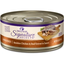 Wellness CORE Signature Selects Shredded Boneless Chicken & Turkey Entree In Sauce Grain-Free Natural Canned Cat Food & Wellness CORE Signature Selects Shredded Boneless Chicken & Beef Entree In Sauce Grain-Free Canned Cat Food -Furry Feast 662646 PT5. AC SS1800 V1667327351