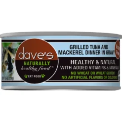 Dave's Pet Food Naturally Healthy Grain-Free Grilled Tuna & Mackerel Dinner In Gravy Canned Cat Food