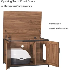 Unipaws Cat Litter Box Enclosure With Top Opening, Large -Furry Feast 680950 PT3. AC SS1800 V1666386078