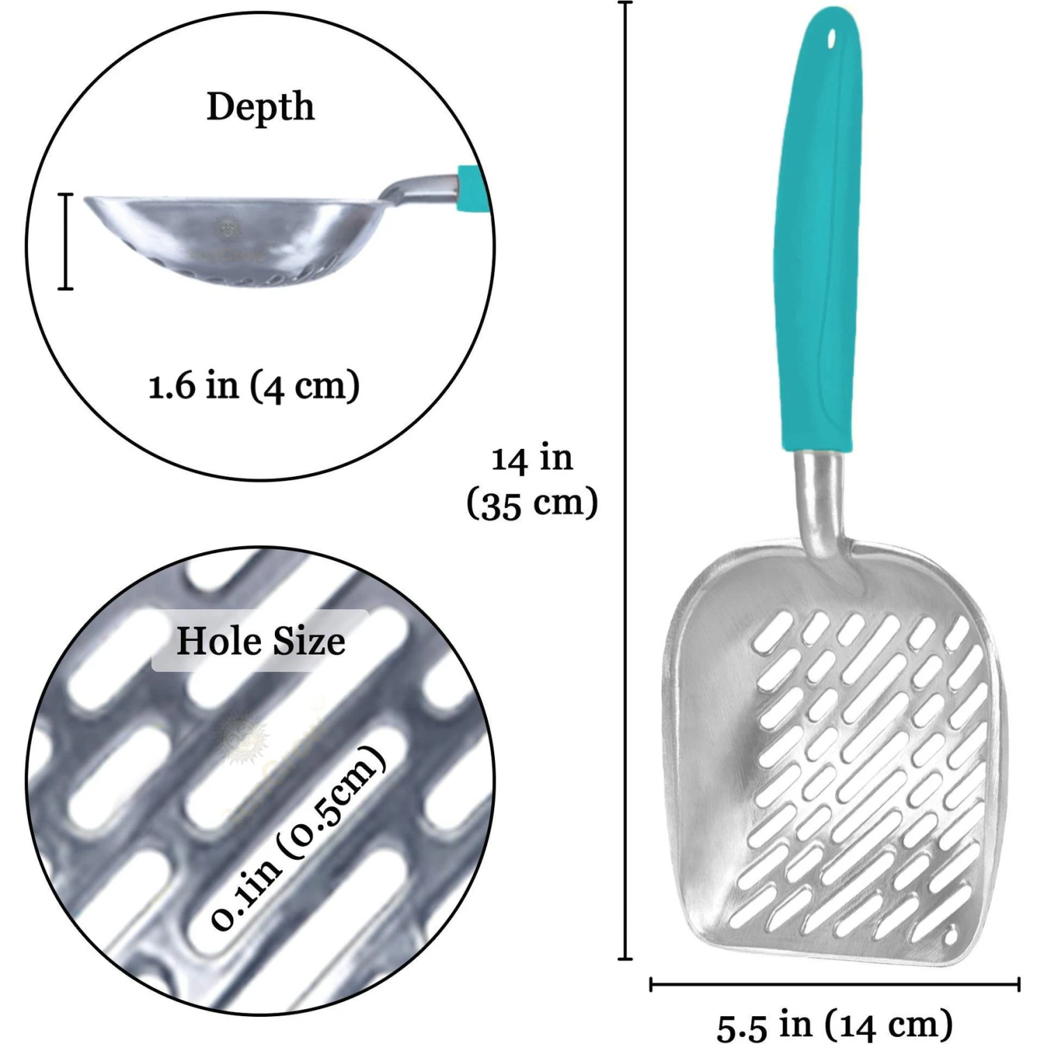SunGrow Wide & Deep Metal Cat Litter Scooper 6 SunGrow Wide & Deep Metal Cat Litter Scooper - Image 6