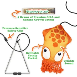 Meowijuana Jump 'n' Jamb Deep Sea Squid Refillable Swinging Door Jamb Cat Toy -Furry Feast 696598 PT2. AC SS1800 V1669386936