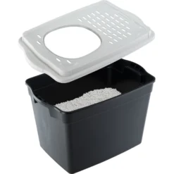 Ferplast "Jumpy" With Top Entrance Cat Litter Box, Black, Large -Furry Feast 703926 PT4. AC SS1800 V1668457889
