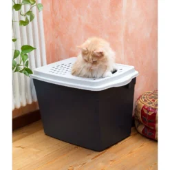 Ferplast "Jumpy" With Top Entrance Cat Litter Box, Black, Large -Furry Feast 703926 PT5. AC SS1800 V1668458444