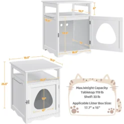 Yaheetech Box Furniture With Open Shelf Cat Litter Box -Furry Feast 705174 PT3. AC SS1800 V1687370135