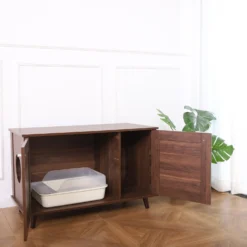 Sam's Pets Becky Box Enclosure End Table Cat Litter, Brown, Medium 12 Sam's Pets Becky Box Enclosure End Table Cat Litter, Brown, Medium -Furry Feast 713035 PT4. AC SS1800 V1669239519