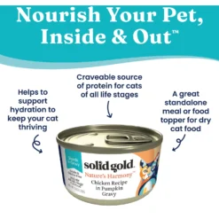 Solid Gold Nature's Harmony Chicken & Pumpkin Recipe In Gravy Grain-Free Wet Cat Food, 2.8-oz Can, 24 Count -Furry Feast 739158 PT2. AC SS1800 V1670943104
