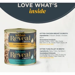 Reveal Natural Limited Ingredient Grain-Free Chicken & Tuna In Broth Variety Pack Wet Kitten Food, 2.47-oz, Case Of 8 -Furry Feast 752510 PT2. AC SS1800 V1674068986