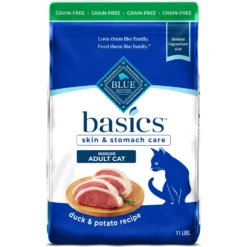 Blue Buffalo Basics Skin & Stomach Care Grain-Free Formula Duck & Potato Indoor Adult Dry Cat Food