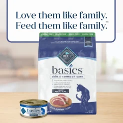Blue Buffalo Basics Skin & Stomach Care Grain-Free Formula Duck & Potato Indoor Adult Dry Cat Food -Furry Feast 75578 PT8. AC SS1800 V1646265983