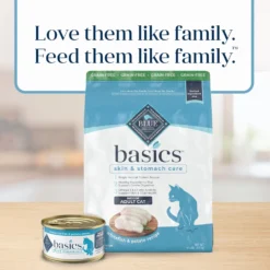 Blue Buffalo Basics Skin & Stomach Care Grain-Free Formula Fish & Potato Indoor Adult Dry Cat Food -Furry Feast 75581 PT8. AC SS1800 V1646275591