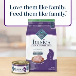 Blue Buffalo Basics Skin & Stomach Care Grain-Free Formula Turkey & Potato Indoor Mature Dry Cat Food -Furry Feast 75584 PT8. AC SS1800 V1646257292