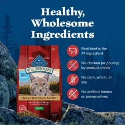 Blue Buffalo Wilderness Rocky Mountain Recipe With Red Meat Adult Grain-Free Dry Cat Food 10 Blue Buffalo Wilderness Rocky Mountain Recipe With Red Meat Adult Grain-Free Dry Cat Food -Furry Feast 75640 PT5. AC SS1800 V1568141275