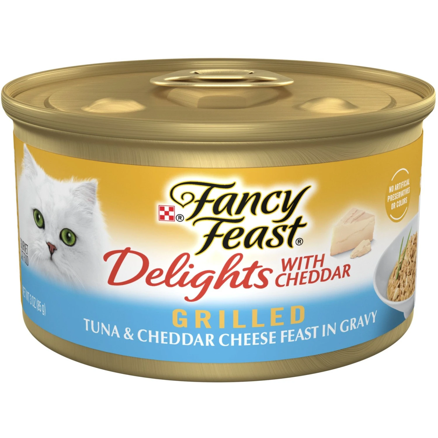 Fancy Feast Delights With Cheddar Grilled Tuna & Cheddar Cheese Feast In Gravy Canned Cat Food 1 Fancy Feast Delights With Cheddar Grilled Tuna & Cheddar Cheese Feast In Gravy Canned Cat Food