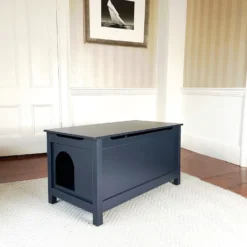 Designer Pet Products Parker Designer Catbox Litter Box Enclosure, Charcoal Black -Furry Feast 790966 PT4. AC SS1800 V1679341126