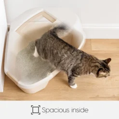 IRIS USA Hooded Corner Cat Litter Box With Front Door Flap & Scoop -Furry Feast 816574 PT4. AC SS1800 V1685131608