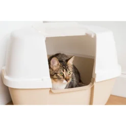 IRIS USA Hooded Corner Cat Litter Box With Front Door Flap & Scoop -Furry Feast 816574 PT6. AC SS1800 V1685131608