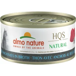 Almo Nature HQS Natural Tuna With Anchovies In Broth Grain-Free Wet Cat Food, 2.47-oz Can, Case Of 24