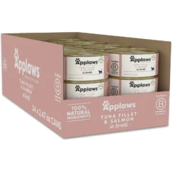 Applaws Limited Ingredient Tuna & Salmon In Broth Canned Wet Cat Food, 2.47-oz Can, Case Of 24