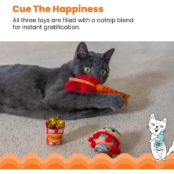 Catstages Pawrty Interactive Plush Catnip Cat Toy, Multicolor, 3 Count -Furry Feast 837446 PT3. AC SS1800 V1681836204
