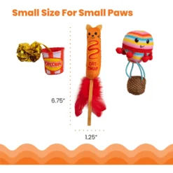 Catstages Pawrty Interactive Plush Catnip Cat Toy, Multicolor, 3 Count -Furry Feast 837446 PT4. AC SS1800 V1681835016