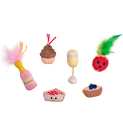 Catstages Purrsecco & Cupcakes Plush Interactive Catnip Cat Toy, Multicolor, 6 Count