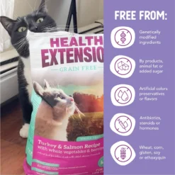 Health Extension Grain-Free Turkey & Salmon Recipe Dry Cat Food -Furry Feast 84265 PT4. AC SS1800 V1595620255