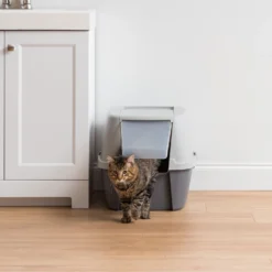 IRIS USA Enclosed Cat Litter Box With Front Door Flap & Scoop, Gray, Jumbo -Furry Feast 846614 PT2. AC SS1800 V1683834899