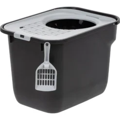 IRIS USA Square Top Entry Cat Litter Box With Scoop, Large