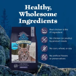 Blue Buffalo Wilderness High Protein Natural Grain-Free Chicken Mature Dry Cat Food -Furry Feast 84983 PT5. AC SS1800 V1570661039