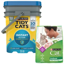 Tidy Cats Instant Action Scented Clumping Clay Cat Litter & Cat Chow Indoor Hairball & Healthy Weight Dry Cat Food