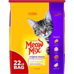 Meow Mix Original Choice Dry Cat Food & Purina Friskies Seafood & Chicken Pate Favorites Variety Pack Wet Cat Food, 5.5-oz Can, Case Of 40 -Furry Feast 854294 PT1. AC SS1800 V1683743519