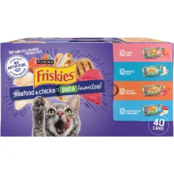 Meow Mix Original Choice Dry Cat Food & Purina Friskies Seafood & Chicken Pate Favorites Variety Pack Wet Cat Food, 5.5-oz Can, Case Of 40 -Furry Feast 854294 PT5. AC SS1800 V1683743118