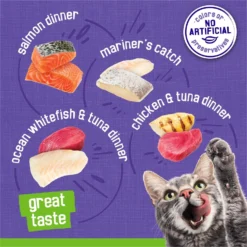 Meow Mix Original Choice Dry Cat Food & Purina Friskies Seafood & Chicken Pate Favorites Variety Pack Wet Cat Food, 5.5-oz Can, Case Of 40 -Furry Feast 854294 PT7. AC SS1800 V1683743183