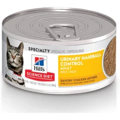 Hill's Science Diet Adult Urinary Hairball Control Dry Cat Food & Hill's Science Diet Adult Urinary Hairball Control Savory Chicken Entree Canned Cat Food -Furry Feast 854366 PT5. AC SS1800 V1683743653