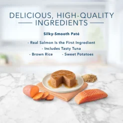 Blue Buffalo Tastefuls Natural Pate Salmon Entree Wet Cat Food, 3-oz Can, Case Of 12 -Furry Feast 879358 PT4. AC SS1800 V1687358393