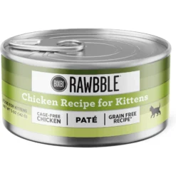 BIXBI Rawbble Chicken Pate Wet Food For Kittens, 5-oz Can, Case Of 24