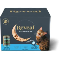 Reveal Natural Grain-Free Variety Of Fish & Chicken In Gravy Flavored Wet Cat Food & Reveal Natural Grain-Free Variety Of Fish In Broth Flavored Wet Cat Food -Furry Feast 906814 PT5. AC SS1800 V1687963905