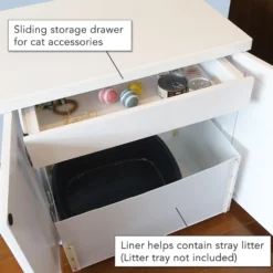 The Refined Feline Deluxe Cat Litter Box, X-Large, White -Furry Feast 908230 PT1. AC SS1800 V1689273516