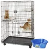 Frisco Collapsible Wire Cat Cage Playpen & Van Ness High Side Corner Cat Litter Pan, Blue